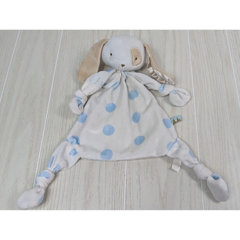 Bunnies By The Bay Puppy Dog Lovey Blue Dot Tan spot eye Security Blanket Knotty